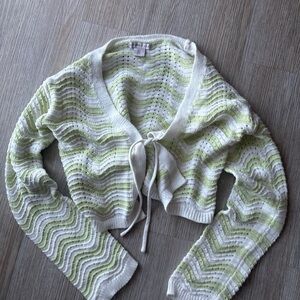 Sincerely Jules Green and White Chevron Cardigan